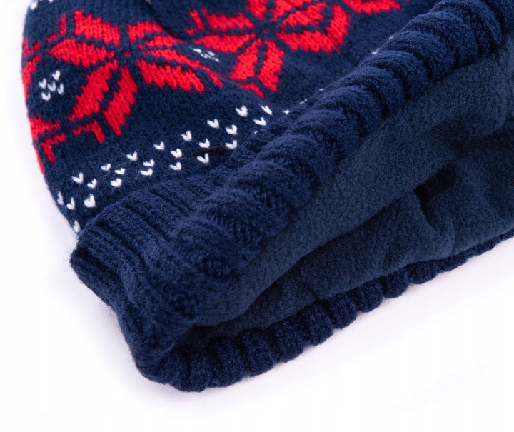 CZAPKA MĘSKA ZIMOWA NORWESKI WZÓR Z POMPONEM CIEPŁA NORWESKA BEANIE