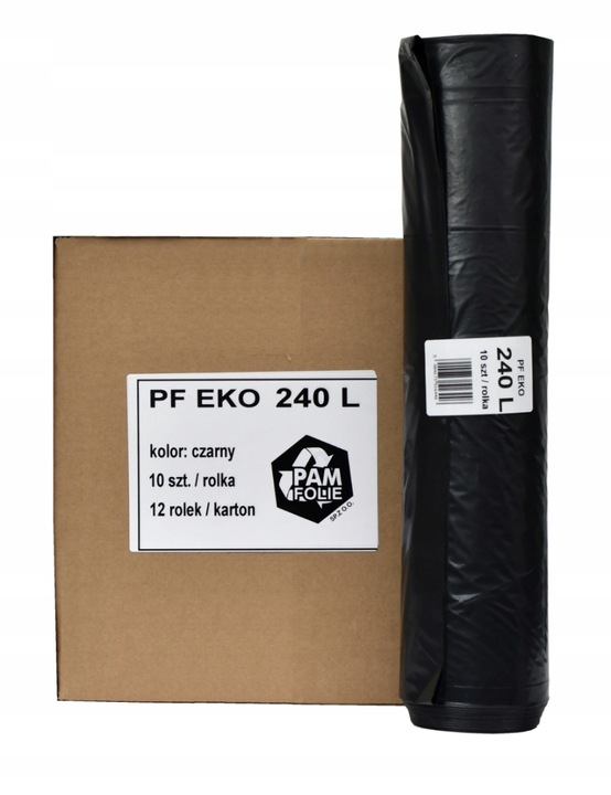 WORKI NA ŚMIECI 240L 100szt Uniwersalne Grube Mocne Czarne Pam Folie
