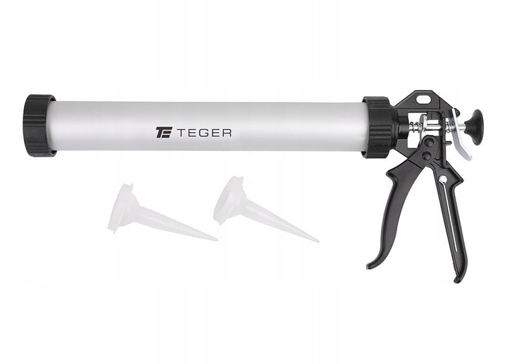 PISTOLET wyciskacz do silikonu mas KIEŁBAS 600ml + 2 końcówki TEGER