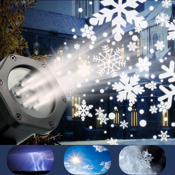 Projektor LASEROWY + świąteczny LED reflektor RZUTNIK 12 KART 6W 48 WZORÓW