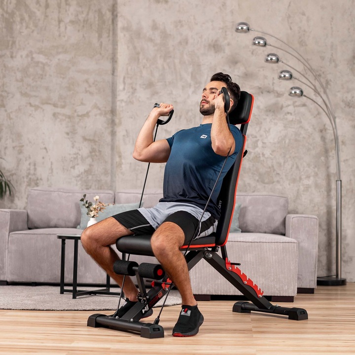 Ławka treningowa z ekspanderami regulowana hopsport 250 kg składana
