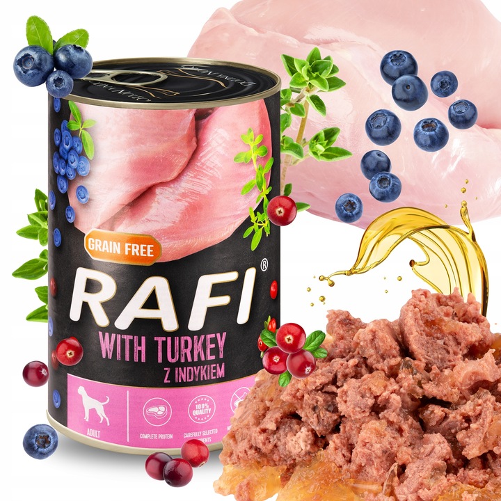 MOKRA KARMA DOLINA NOTECI RAFI ADULT BEZ ZBÓŻ PUSZKA MIX SMAKÓW 24 x 400G