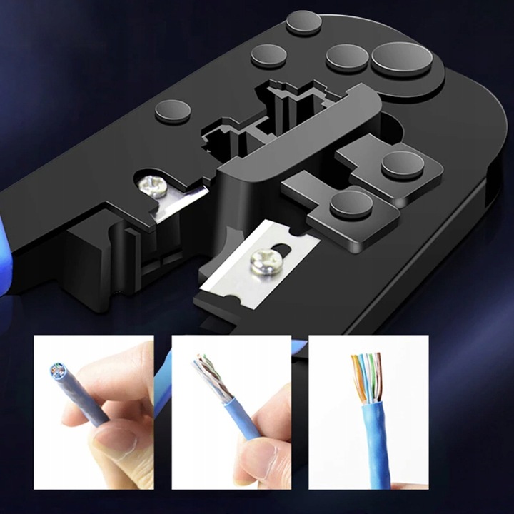 TESTER SIECIOWY ZACISKARKA STRIPPER WCISKACZ WTYKI RJ45 ZESTAW XXL + ETUI