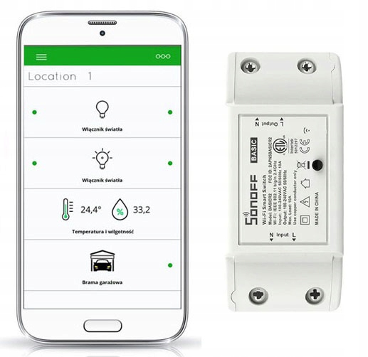 WiFi PRZEKAŹNIK PRZEŁĄCZNIK STEROWANY WIFI SONOFF BASIC Wgrany Softu