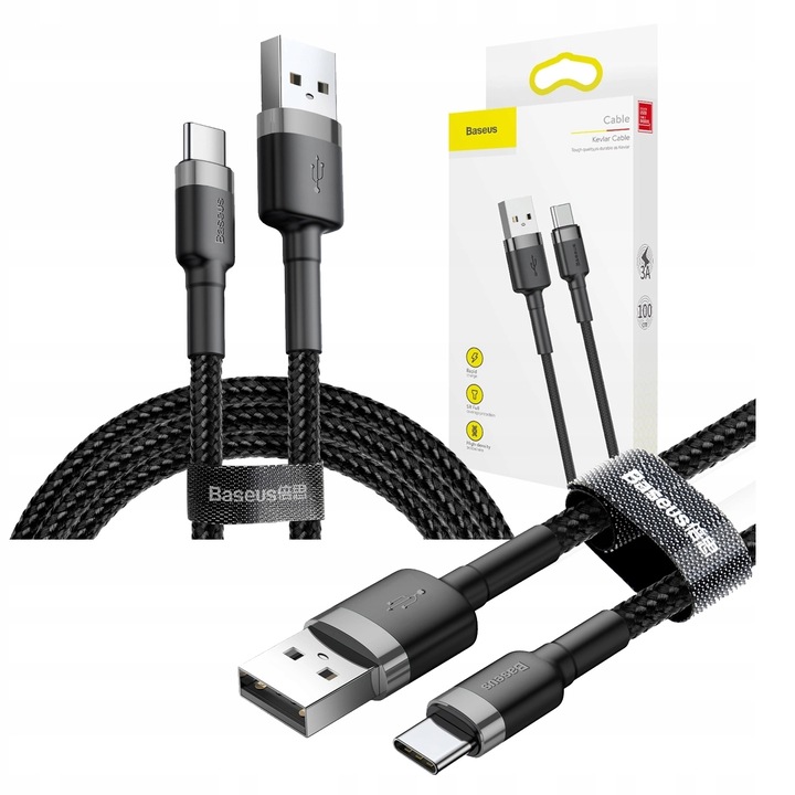 BASEUS Szybki Kabel USB-A - USB-C 2m do Telefonu Quick Charge 2A typ C