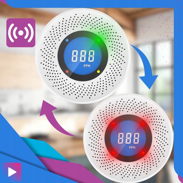Czujnik Czadu Gazu Tlenku Węgla Z Wyświetlaczem LCD Czujka Sensor