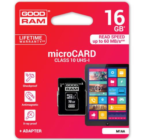 GOODRAM KARTA MICROSD 16GB MICRO CL10 + ADAPTER SD