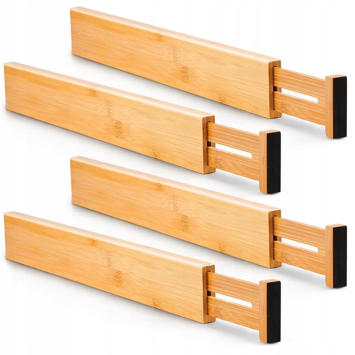 4x BAMBUSOWY ORGANIZER DO SZUFLADY SEPARATOR PRZEGRÓDKA ROZSZERZANY