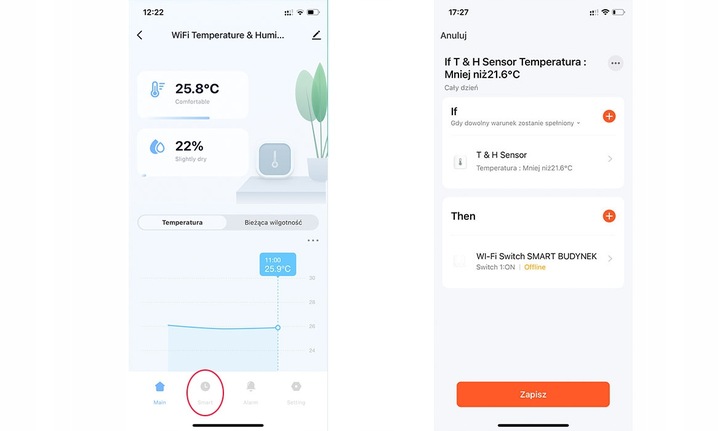 TERMOMETR Czujnik temperatury wilgotno. WIFI TUYA ekran LCD RAPORTY