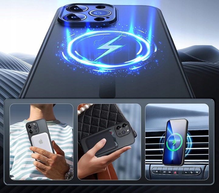 ETUI WZMACNIANE DO IPHONE 16 PRO MAX PANCERNE CASE DO MAGSAFE MAT 2x Szkło