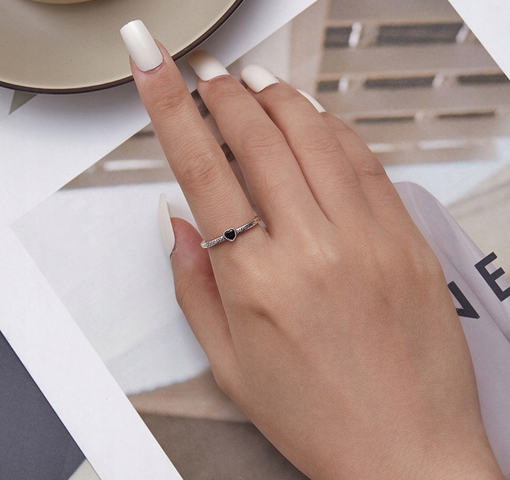 Pierścionek Srebrny 925 Z Serce Wzór Pierścionki Srebrne Regulowany Srebro