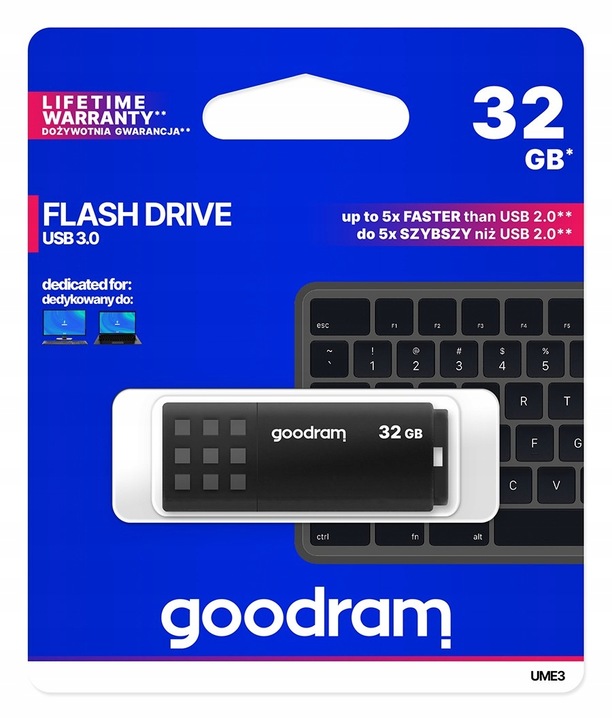 PENDRIVE GOODRAM UME3 32GB USB 3.0 czarny z zatyczką szybki