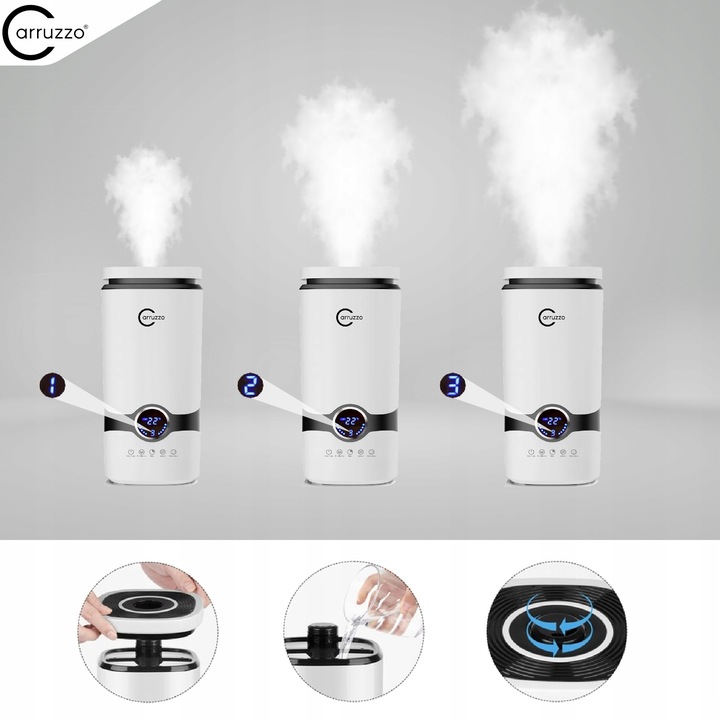 Nawilżacz powietrza AUTOMATYCZNY + AROMATERAPIA 3w1 +12 OLEJKÓW FILTR