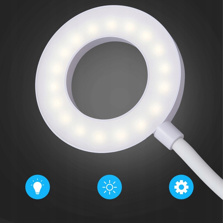 LAMPKA LED RING BIURKOWA KOSMETYCZNA KLIPSEM KLIPS