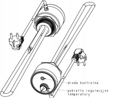 GRZAŁKA ELEKTRYCZNA DO BOJLERA Z TERMOSTATEM VOLUX 2000W 6/4''