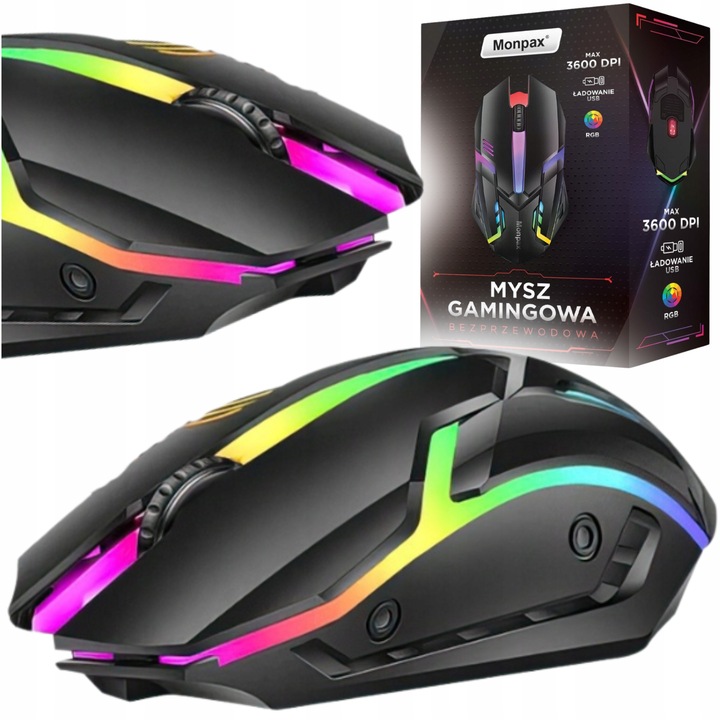 MYSZKA GAMINGOWA MYSZ DLA GRACZY BEZPRZEWODOWA KOMPUTEROWA LED RGB