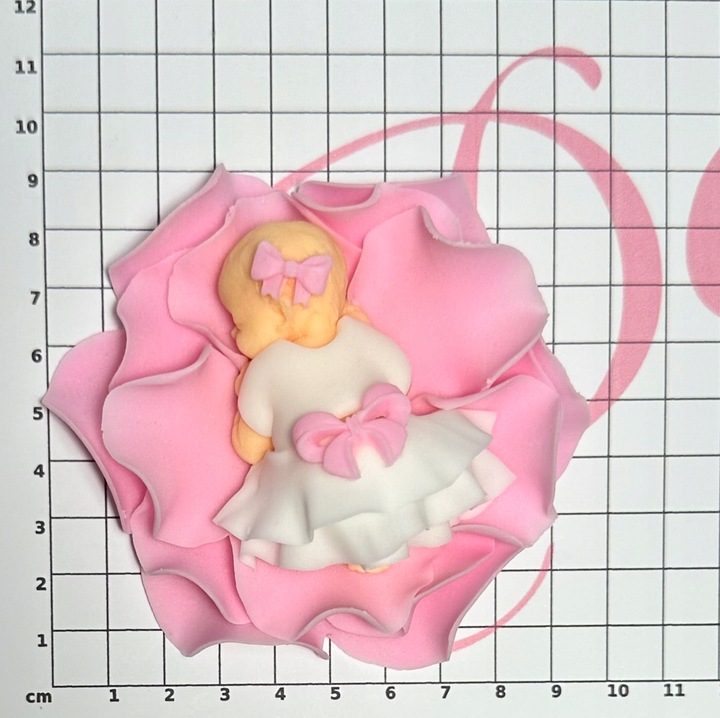 BOBAS CUKROWY na Płatkach różowy tort dekoracja chrzest roczek ozdoba