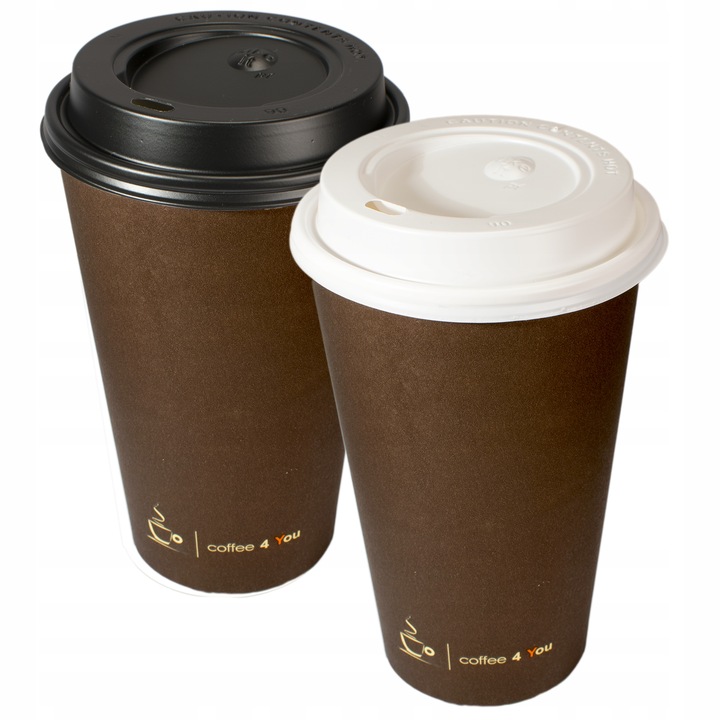Kubki papierowe do kawy 400 ml SUP C4Y + wieczka – zestaw 100 sztuk