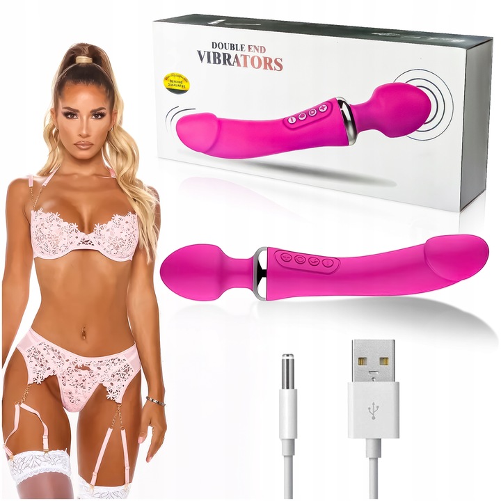 LUKSUSOWY WIBRATOR DAMSKI 2w1 PODGRZEWANY DO 45stC - USB DAWCA ORGAZMÓW