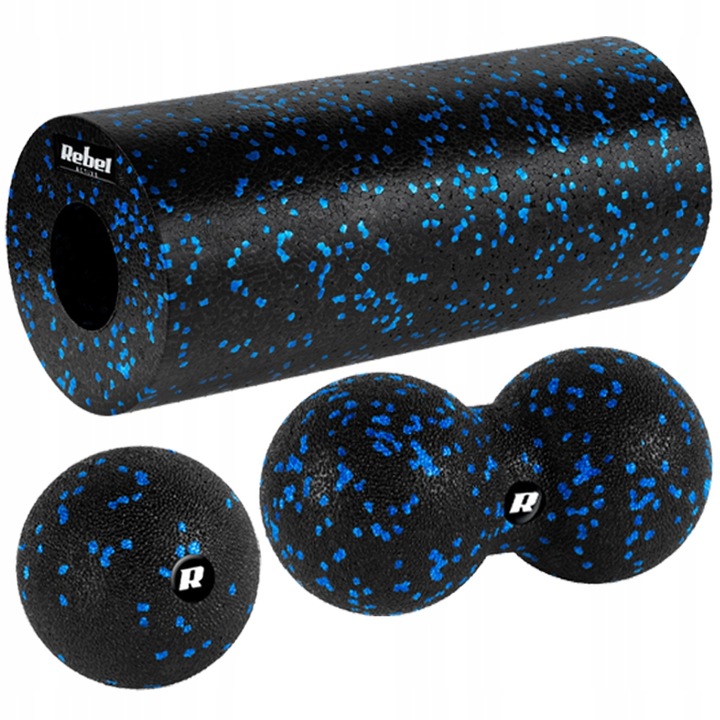 Zestaw wałek do masażu ćwiczeń roller piłka duoball 3 elementy EPP REBEL