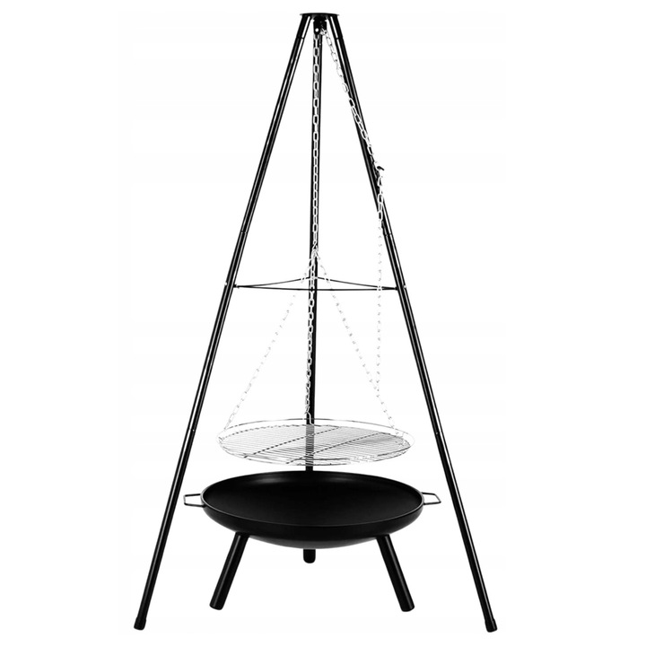 GRILL TRÓJNÓG NA OGNISKO OGRODOWY Z RUSZTEM DO PALENISK 60 CM WYSOKOŚĆ