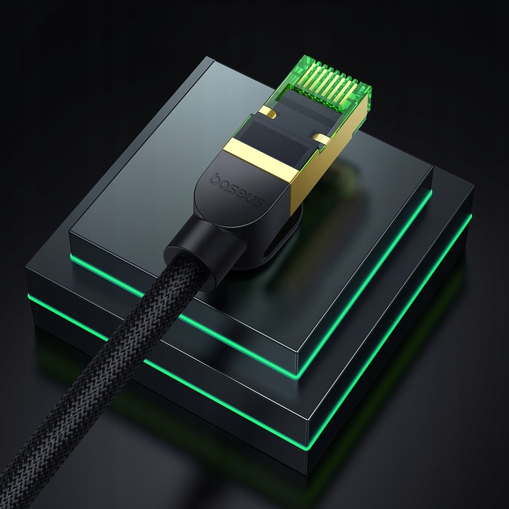 BASEUS SZYBKI KABEL SIECIOWY RJ45 CAT8 40GB/S MOCNY PRZEWÓD DO INTERNETU 1m