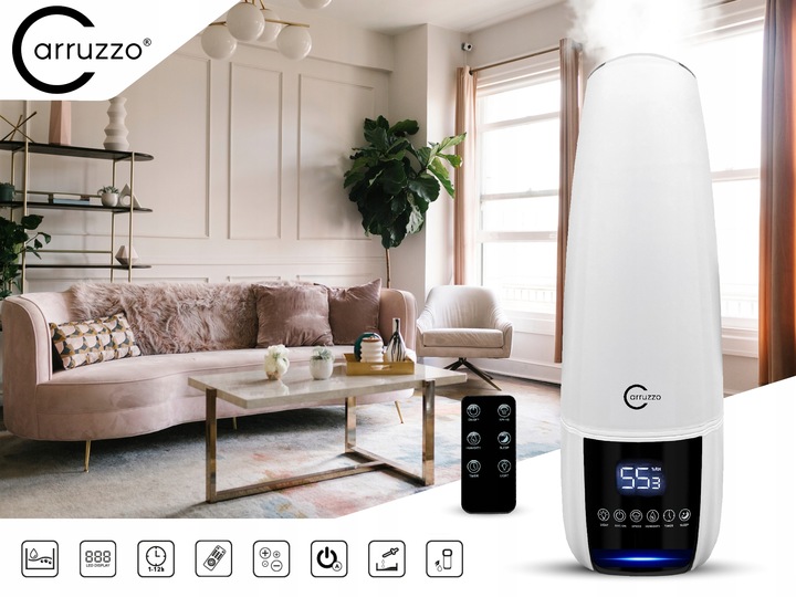 Nawilżacz powietrza DUŻY AUTOMATYCZNY AROMATERAPIA 4w1 3 OLEJKI FILTR PILOT