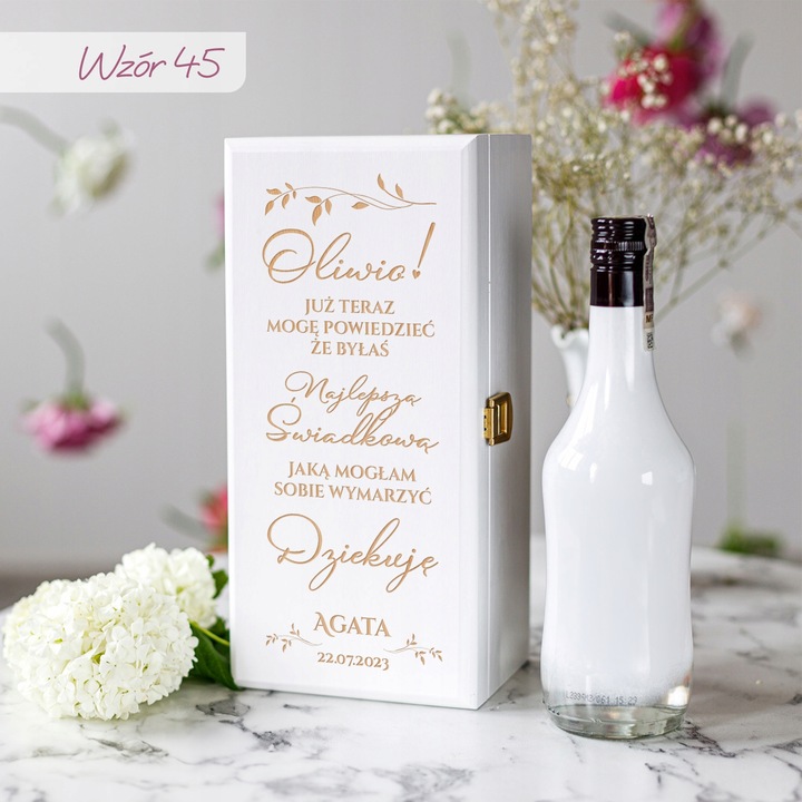 PODZIĘKOWANIE DLA ŚWIADKOWEJ SKRZYNKA NA ALKOHOL PREZENT DLA ŚWIADKOWEJ