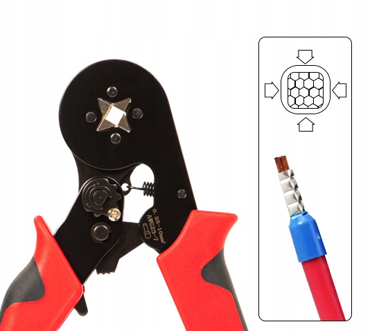 ZACISKARKA PRASKA TULEJK PRZEWODÓW 0,25 - 10,0 mm2 + 1200 KONEKTORÓW ZESTAW