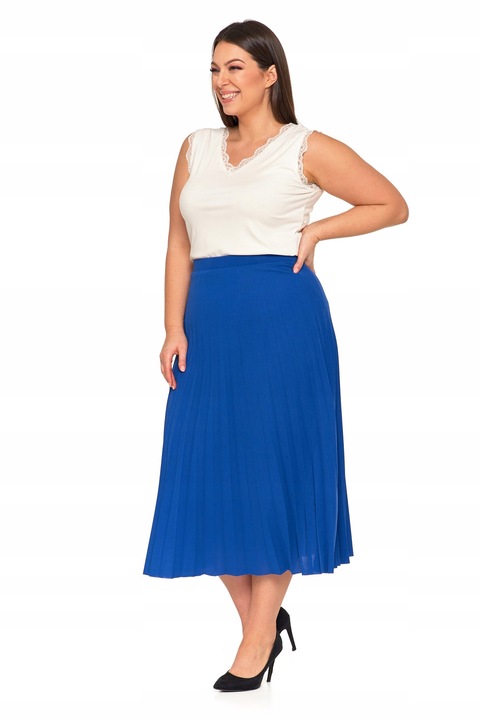 PLISOWANA SPÓDNICA DAMSKA ELEGANCKA MAXI DŁUGA BEZ WZORU MODNA MORAJ L/XL