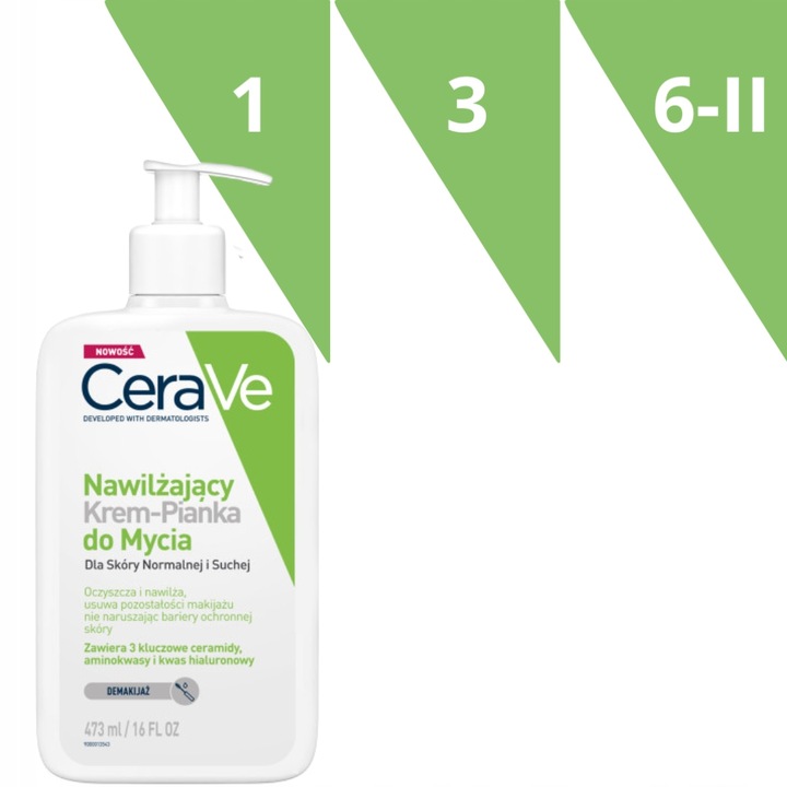 CERAVE Nawilżający Krem-pianka do mycia dla skóry normalnej i suchej 473 ML