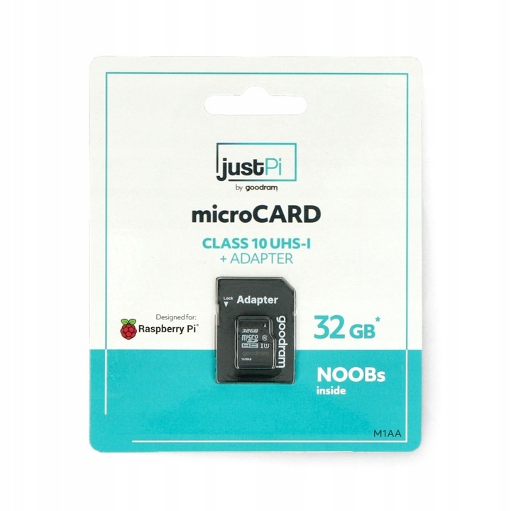 Karta justPi microSD 32GB 100MB/s kl. 10 NOOBs RPi