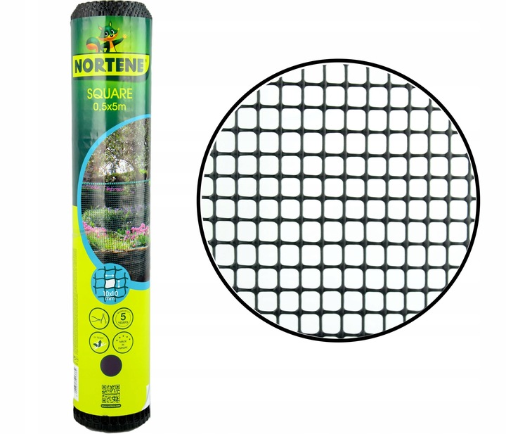 Nortene Siatka Plastikowa SQUARE oczko 10mm ANTRACYT 0,5x5m Ogrodowa