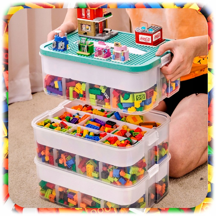 POJEMNIK na Klocki 3-PIĘTROWY WARSTWOWY ORGANIZER z Przegródkami 18 L