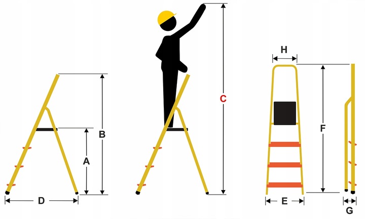 Drabina aluminiowa domowa jednostronna profesjonalna HIGHER 6 stopni