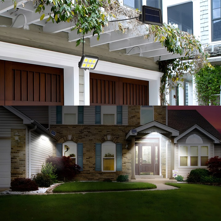 BARDZO MOCNA LAMPA SOLARNA HALOGEN LED CZUJNIK RUCHU ZMIERZCHU 15W 6500K