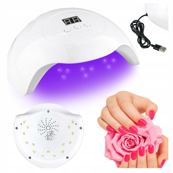 Zestaw Do Robienia Paznokci Startowy Lampa UVLED Lakier Hybrydowy + GRATISY