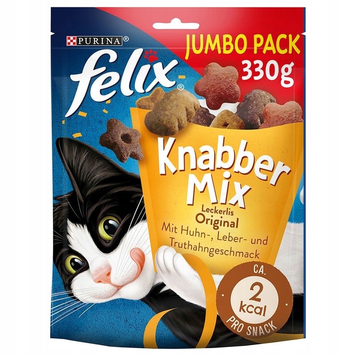 Felix Knabber Mix Original 330g Kurczaka, wątróbka Indyk przysmak dla