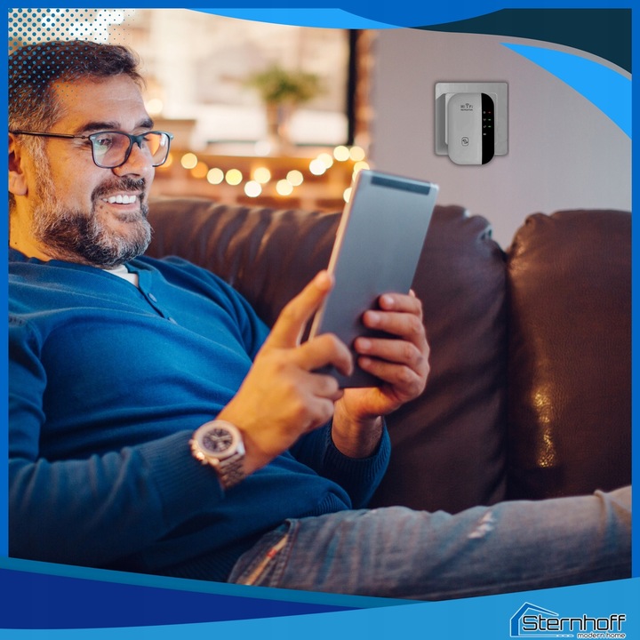 WZMACNIACZ SYGNAŁU SIECI WIFI MOCNY ZASIĘG 300 Mb/s +KABEL LAN NIE PRZERYWA