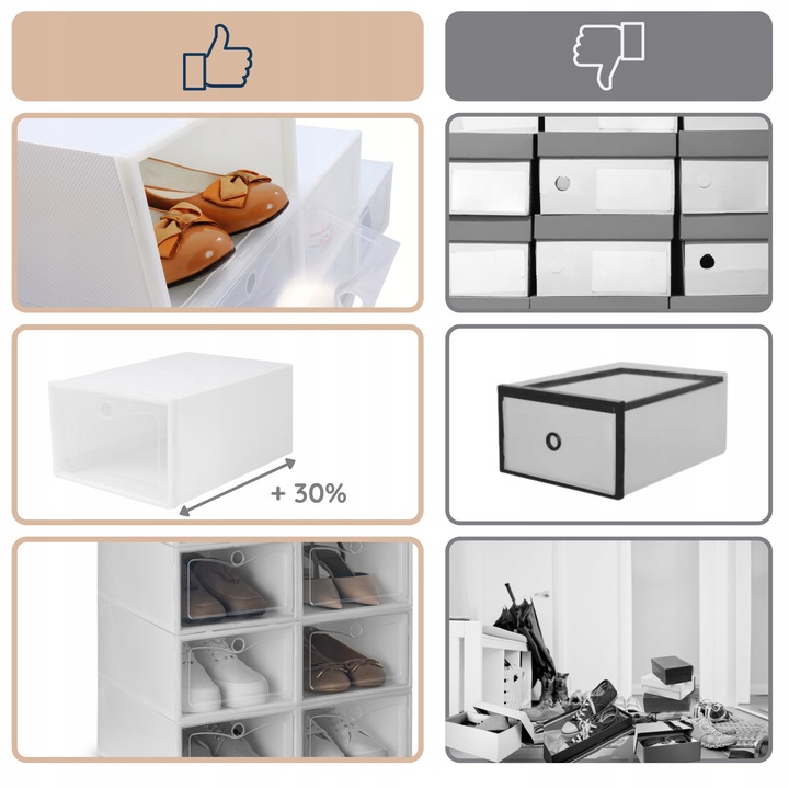 10x Modułowe Pudełka na buty Organizer szafka Pojemnik Składane do