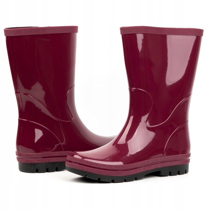 Kalosze damskie bordowe na działkę do ogrodu LEKKIE POLSKIE GUMOWCE