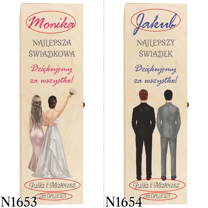 SKRZYNKI WINO PODZIĘKOWANIA DLA ŚWIADKA ŚWIADKOWEJ
