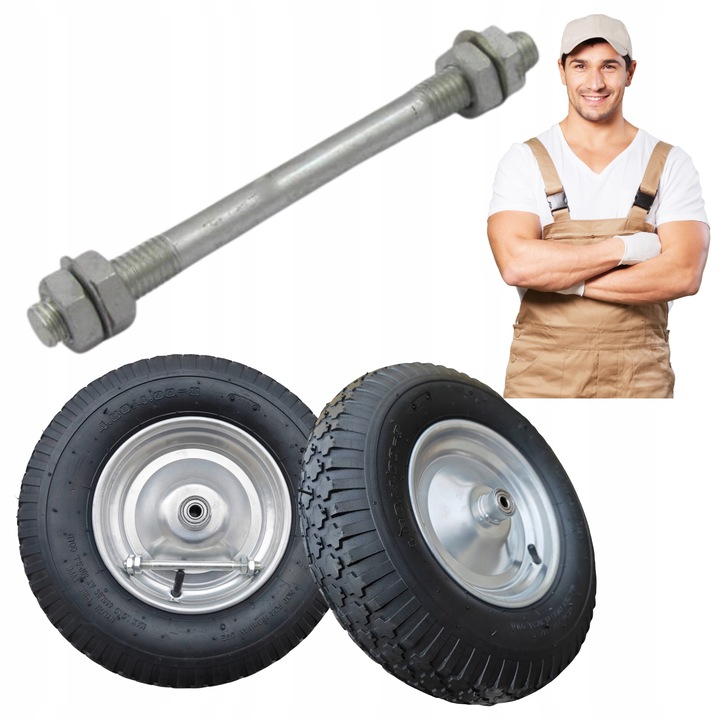 KOŁO DO TACZKI KÓŁKO 4.80/4.00-8 WÓZKA TACZEK 400x8 MOCNE OŚ OŚKA 2PR