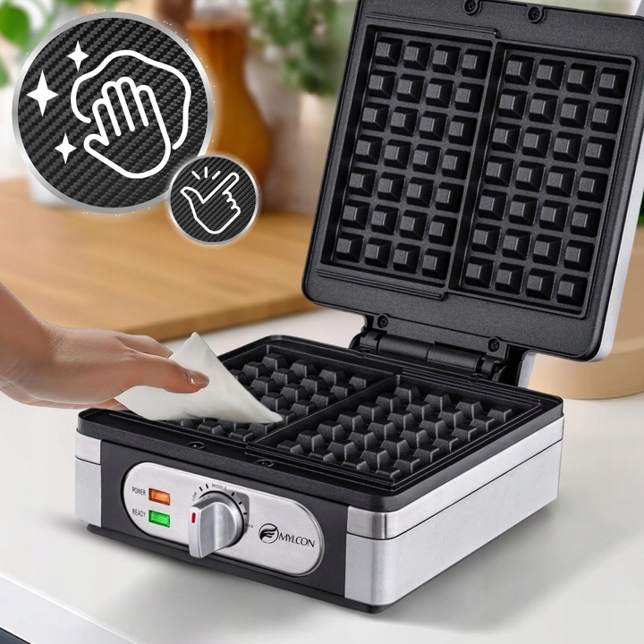 MOCNA GOFROWNICA MYLCON Z REGULACJĄ TEMPERATURY 2 DUŻE CHRUPIĄCE GOFRY