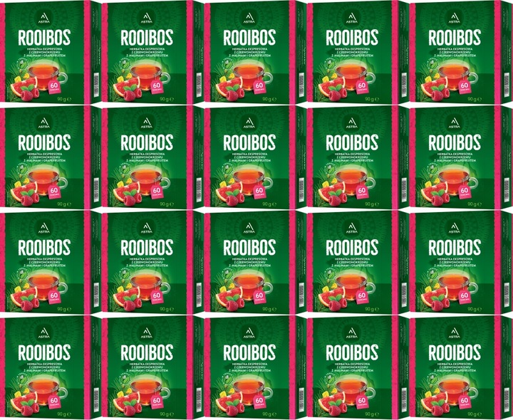 Herbata ziołowa w torebkach Astra Rooibos malina i grapefruit 60szt x20