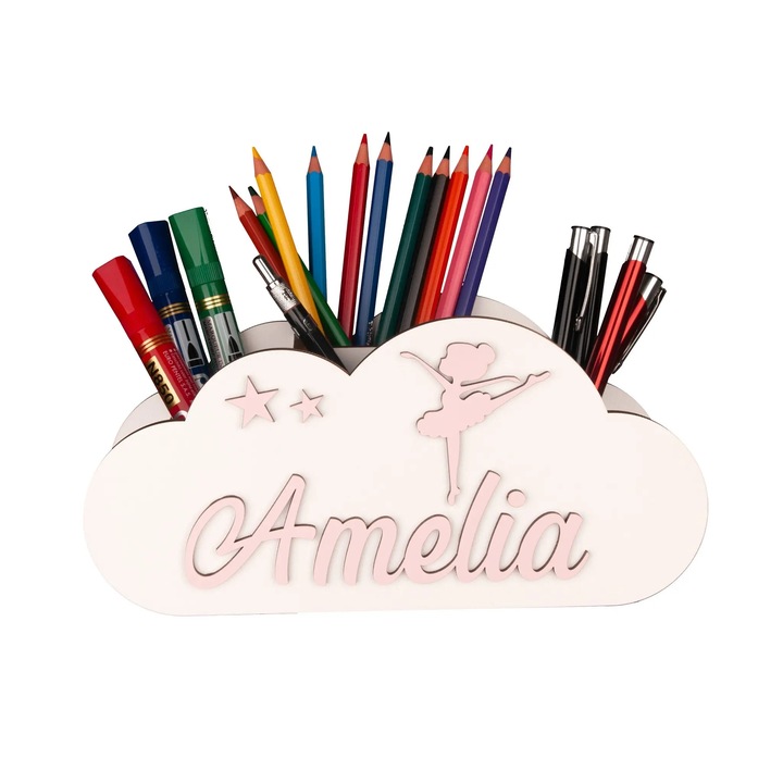 Przybornik Organizer na biurko kredki Chmurka imię dekoracja prezent wzory