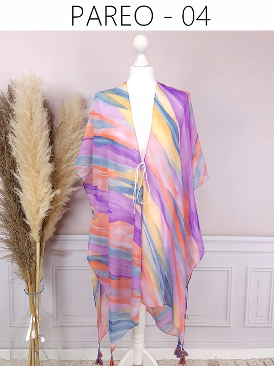 PAREO CHUSTA PLAŻOWA FRĘDZLE TUNIKA MODNE WZORY