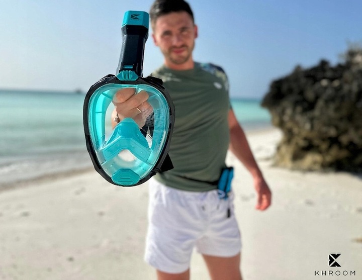 MASKA DO NURKOWANIA PŁYWANIA NIE PARUJE GoPro PEŁNOTWARZOWA Z RURKĄ L/XL