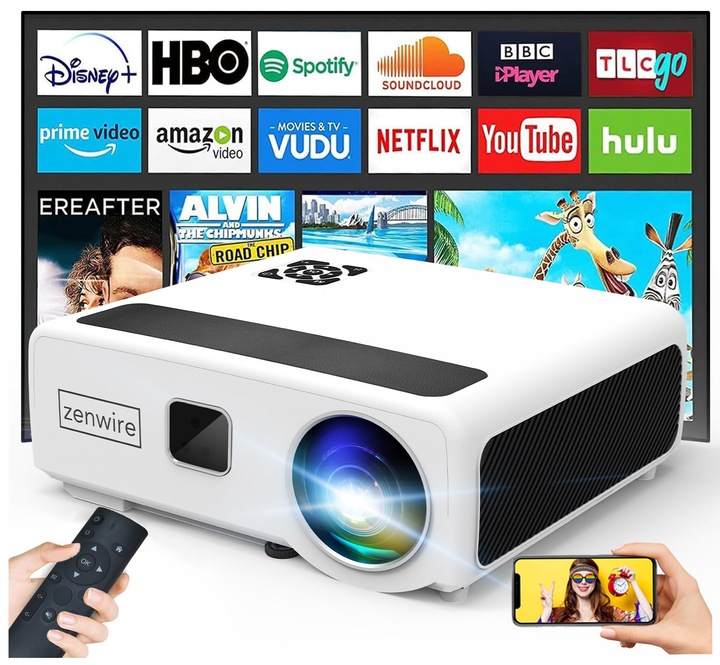 Projektor Rzutnik LED WiFi Android TV FULL HD 4K 24000lm 800 ansi Autofocus