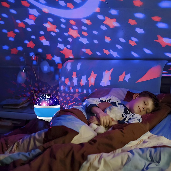 LAMPKA NOCNA PROJEKTOR GWIAZD NIEBA OBROTOWA 2w1